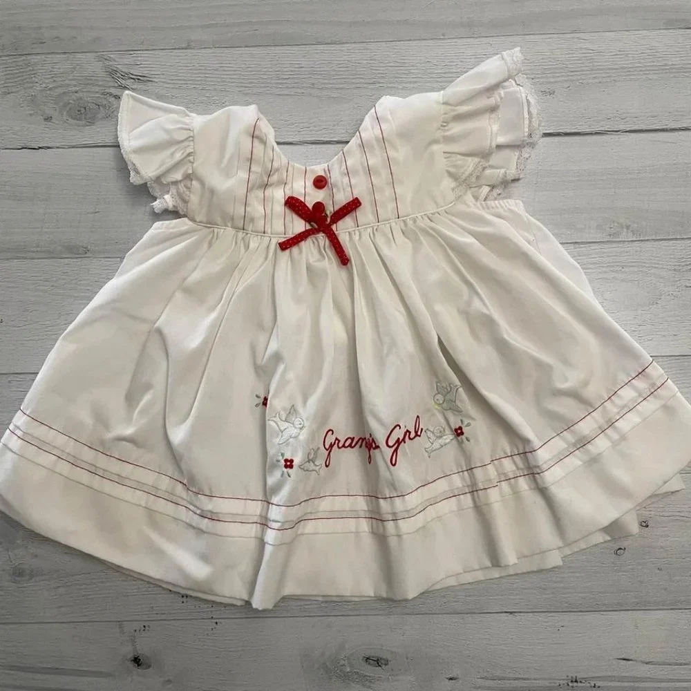 vintage white grannys‎ girl dress 12 months
